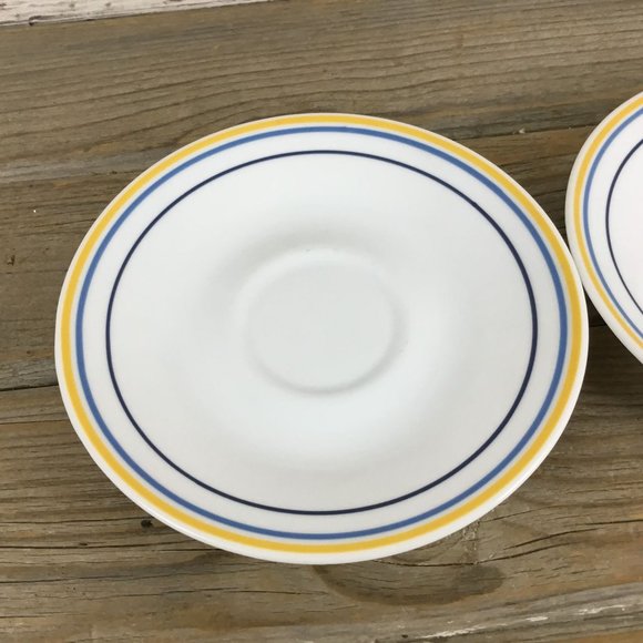 Corelle Casa Flora Yellow and Blue Three Ring Saucers 6 1/4”, Set Of Two - Picture 2 of 5